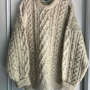 Aran Crafts of Ireland chunky wool grandpa fisherman sweater